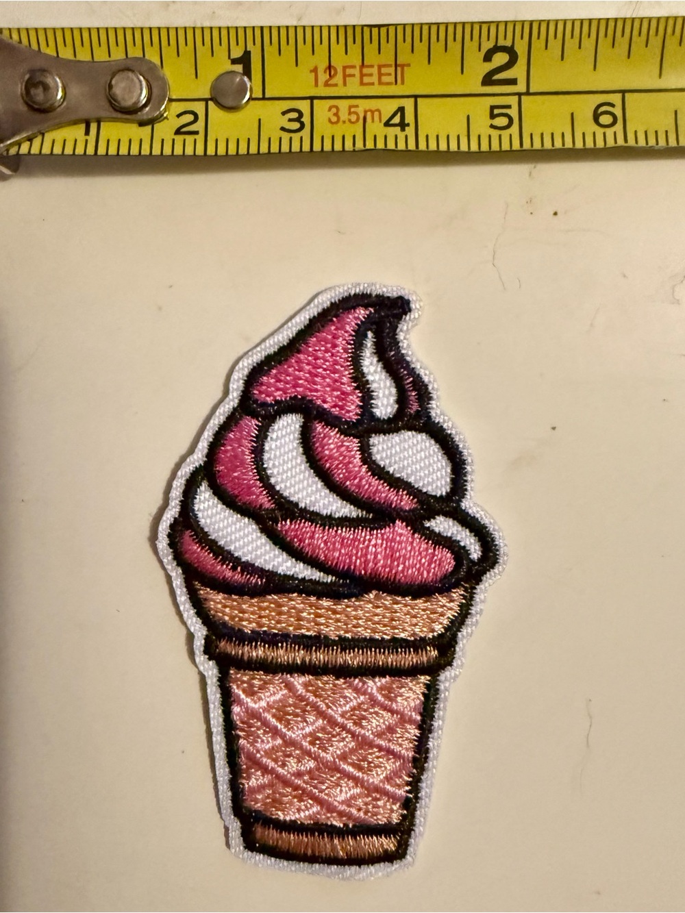 Embroidered Pink & White Ice Cream Cone Patch
